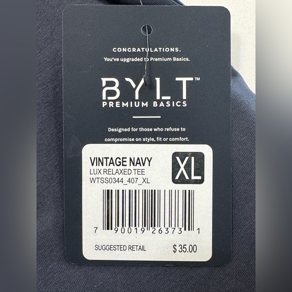 Bylt Basics Women’s LUX Relaxed Tee Shirt Vintage Navy Color Size XL NWT - Picture 4 of 10